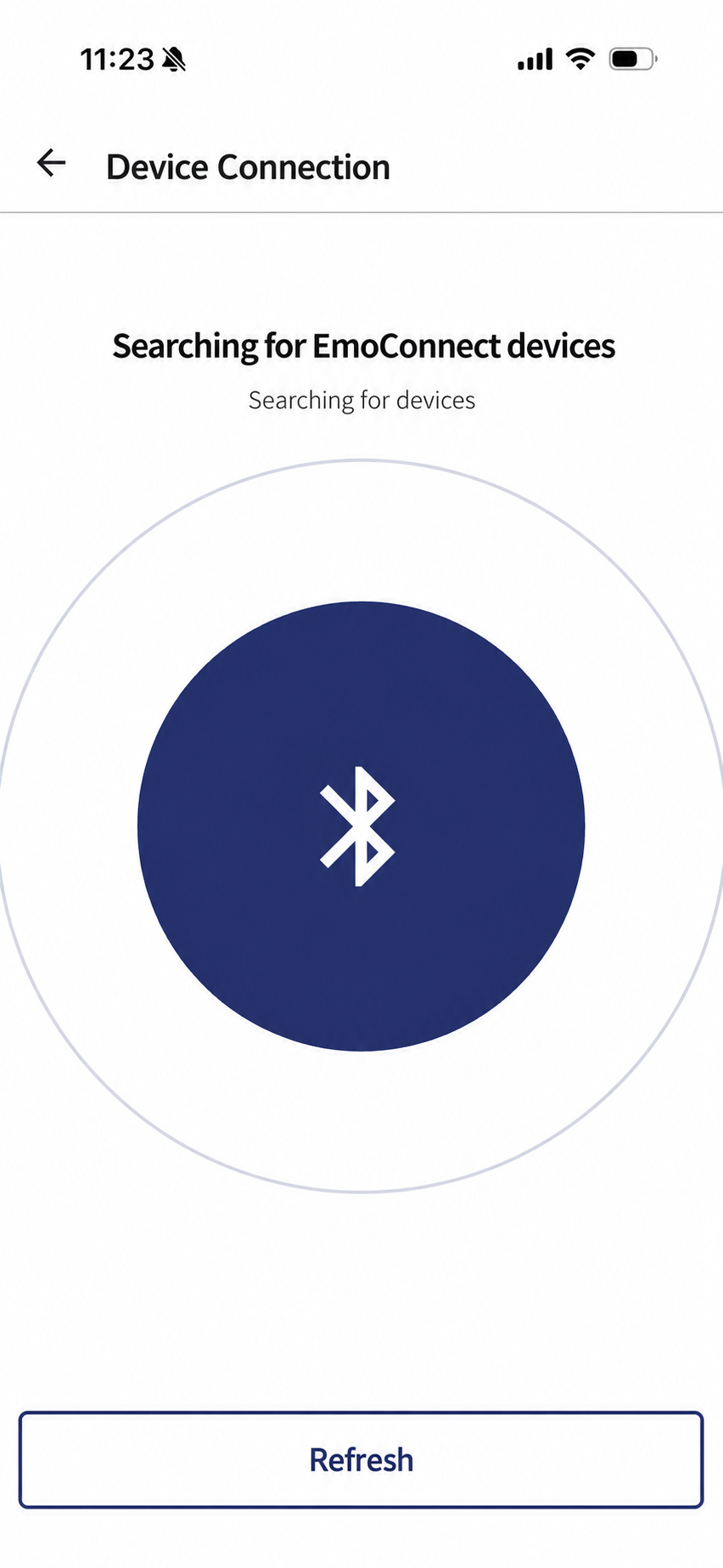PPG&Motion app searching for nearby EmoConnect devices