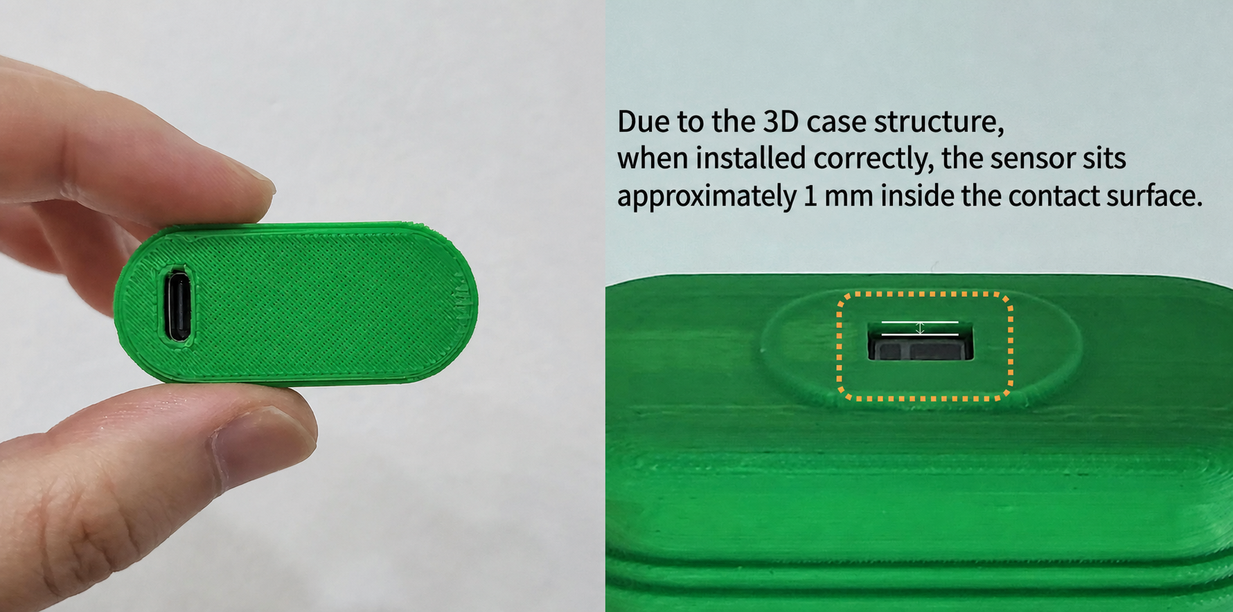 VitalTrack sensor position in the 3D case